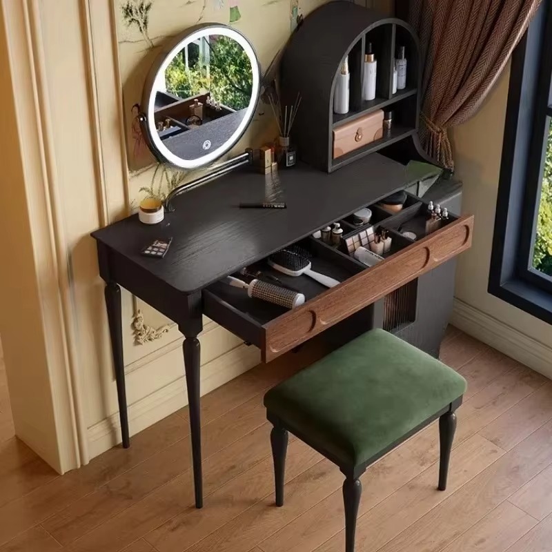 Beauty Makeup Vanity Set - طاولة تجميل إيطالية سوداء مع درج